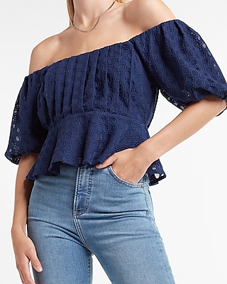 embroidered off the shoulder peplum top