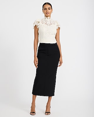 Lace Mock Neck Short Sleeve Top