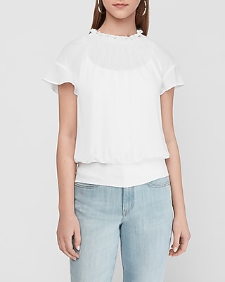 ruffle mock neck top