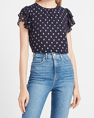 polka dot ruffle sleeve top