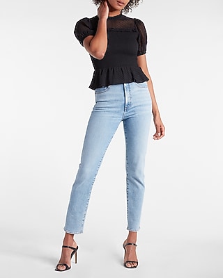 Polka Dot Smocked Peplum Top