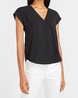 Short Sleeve V-neck Top | Express