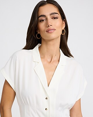 Pleated Waist Short Sleeve Shirt