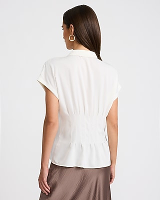 Pleated Waist Short Sleeve Shirt