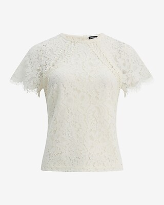 Lace Crew Neck Short Sleeve Top