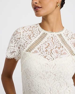 Lace Crew Neck Short Sleeve Top