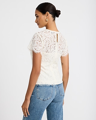 Lace Crew Neck Short Sleeve Top
