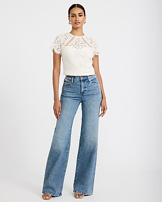 Lace Crew Neck Short Sleeve Top