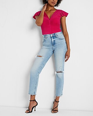 Pleated Flutter Sleeve Cropped Top