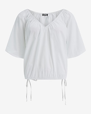 V-neck Short Sleeve Bubble Top | Express