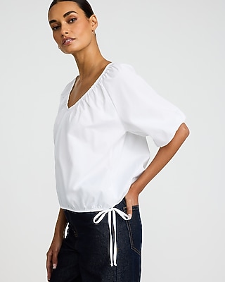V-Neck Short Sleeve Bubble Top - image 2