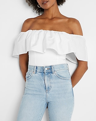 Express white off hot sale the shoulder top