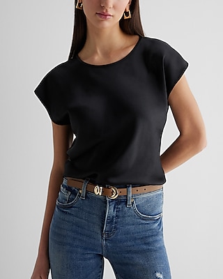 Faux Leather Flutter Sleeve Button Up Gramercy Tee | Express