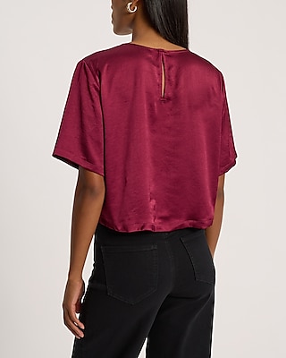 Satin Crew Neck Short Sleeve Tee