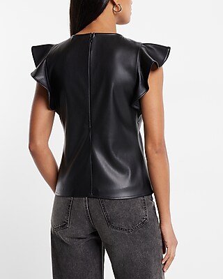 即日発送　W FACE VEGAN LEATHER FLARE TOPS 即日発送 W FACE VEGAN LEATHER FLARE TOPS