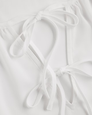 Double Tie Neck Flutter Sleeve Top