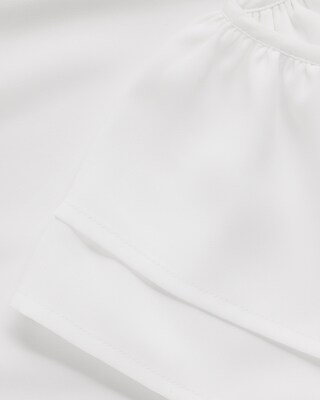 Double Tie Neck Flutter Sleeve Top