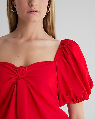 Sweetheart Neckline Tie Back Babydoll Top