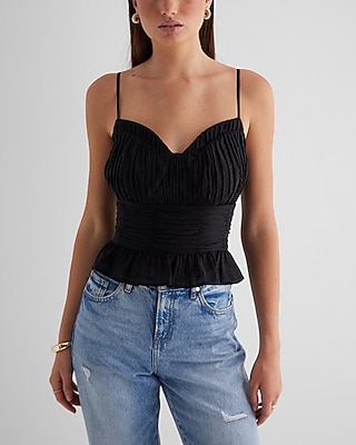 Sweetheart Neckline Pleated Peplum Cami