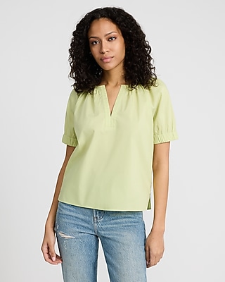 V-Neck Short Sleeve Ruched Top