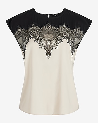 Satin Crew Neck Lace Front Gramercy Tee