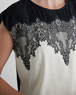 Satin Crew Neck Lace Front Gramercy Tee