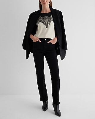 Satin Crew Neck Lace Front Gramercy Tee