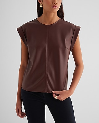 Faux Leather Rolled Sleeve Gramercy Tee Women's XS