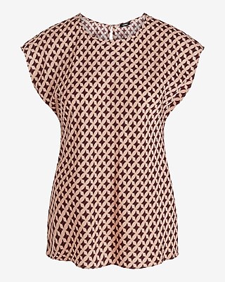 Satin Printed Crew Neck Gramercy Tee | Express