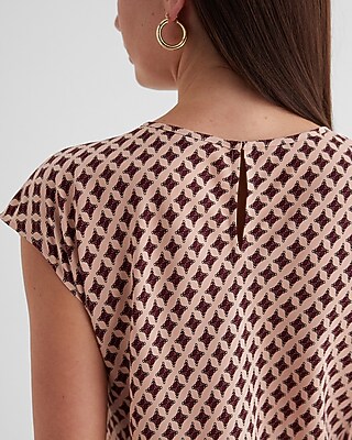 Satin Printed Crew Neck Gramercy Tee | Express