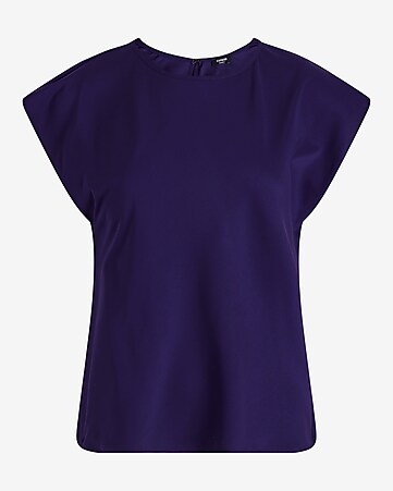 Entyinea Womens Tops Dressy Casual Basic Solid Soft Cotton Long Sleeve Neck  Top Shirts Purple XL