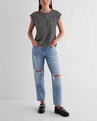 Satin Polka Dot Crew Neck Gramercy Tee