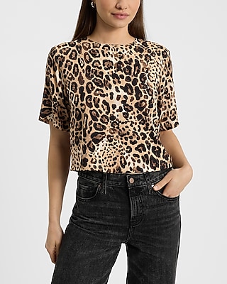 Essential Satin Leopard Boxy Tee