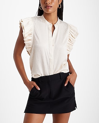 Jacquard Flutter Sleeve Button Up Gramercy Shirt