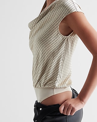 Satin Printed Cowl Neck Gramercy Bodysuit
