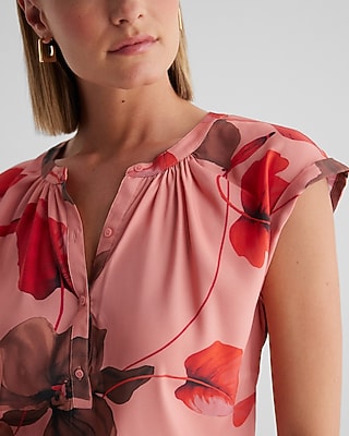 SS BUTTON BLS PRINT 9709968:PRINT-PINK:M