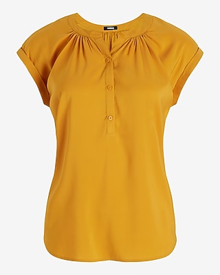 Gathered Half Button Up Gramercy Tee