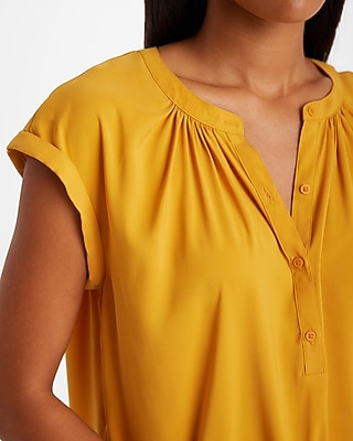 Gathered Half Button Up Gramercy Tee