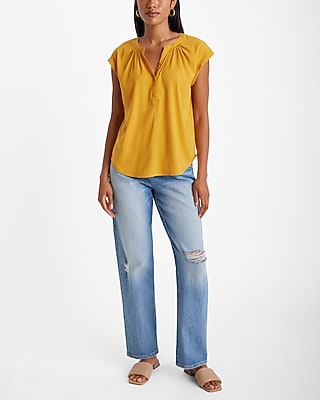 Gathered Half Button Up Gramercy Tee