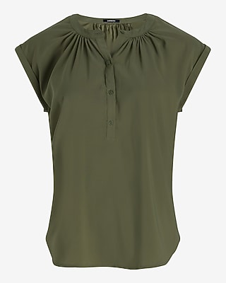 Gathered Half Button Up Gramercy Tee
