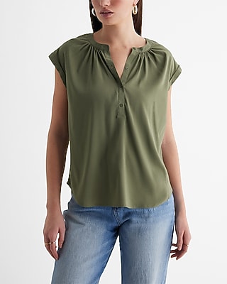 Gathered Half Button Up Gramercy Tee