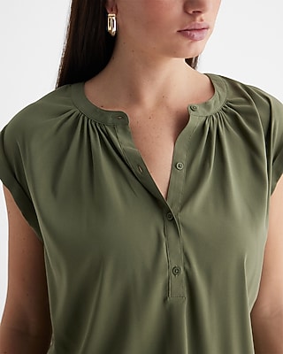 Gathered Half Button Up Gramercy Tee