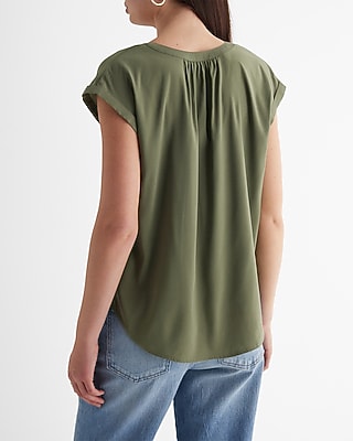 Gathered Half Button Up Gramercy Tee