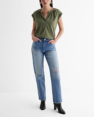 Gathered Half Button Up Gramercy Tee