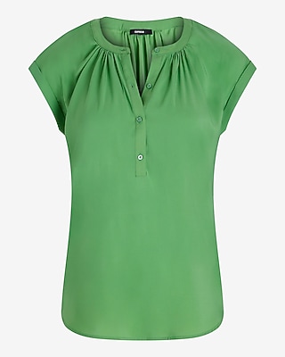 Gathered Half Button Up Gramercy Tee