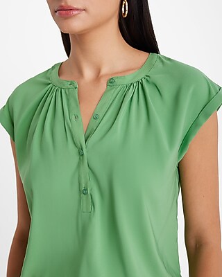 Gathered Half Button Up Gramercy Tee