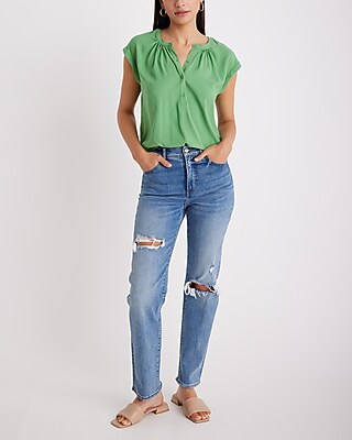 Gathered Half Button Up Gramercy Tee