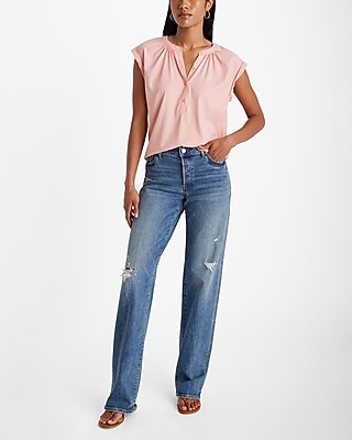 Gathered Half Button Up Gramercy Tee