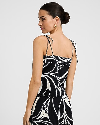 Poplin Floral Square Neck Tie Strap Cami