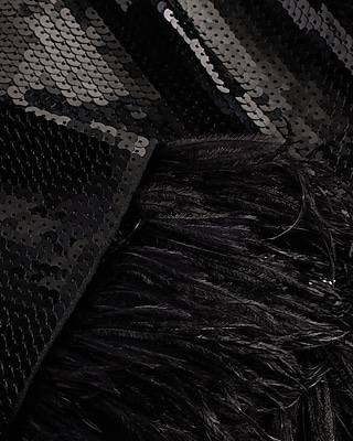 Sequin Strapless Feather Hem Tube Top